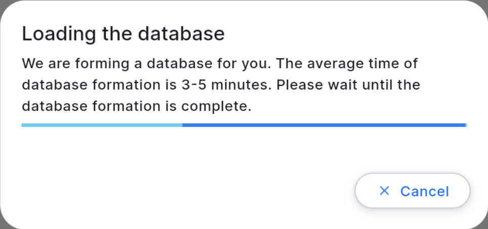 Loading the database dialog